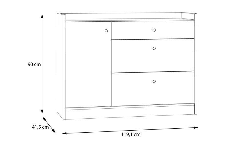Комод COXIM CXMK221L дуб маувелла-чорний 81474*001 фото