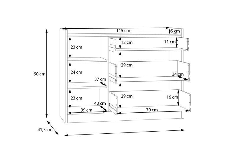 Комод COXIM CXMK221L дуб маувелла-чорний 81474*001 фото