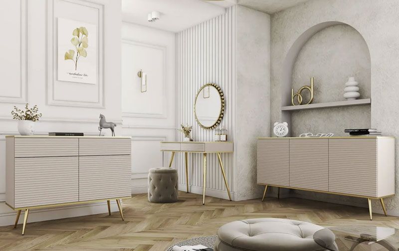 Тумба прикроватная ORO MDF S54 бежевый-золото 81864*005 фото