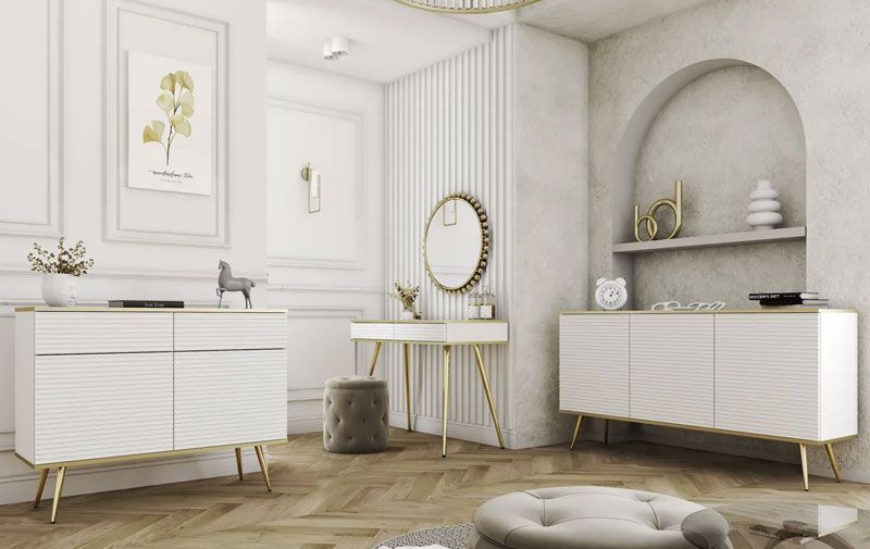 Тумба прикроватная ORO MDF S54 белый-золото 81864*001 фото