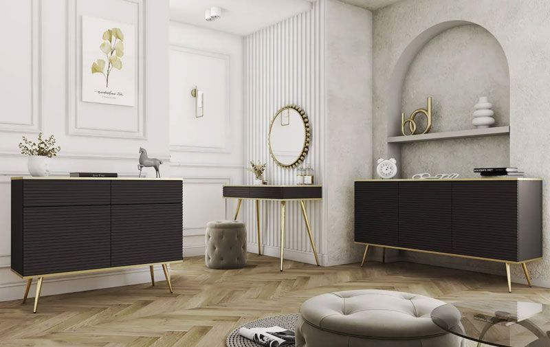 Тумба прикроватная ORO MDF S54 черный-золото 81864*009 фото