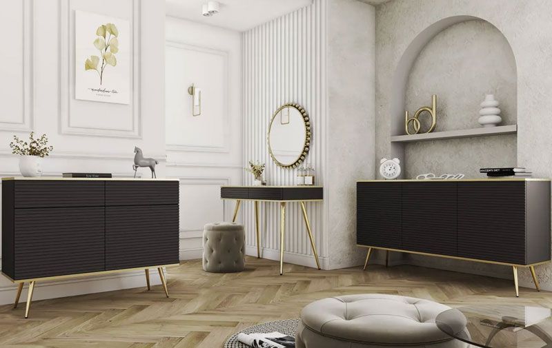 Стол туалетный ORO MDF T102 черный-золото 81863*009 фото